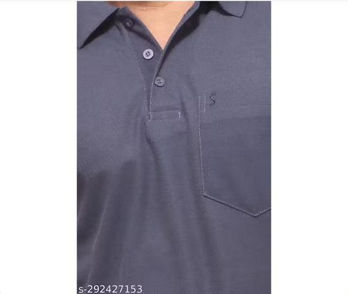 Men Solid Scuba Polo Neck T-Shirt
