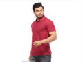 Men Solid Scuba Polo Neck T-Shirt l Red